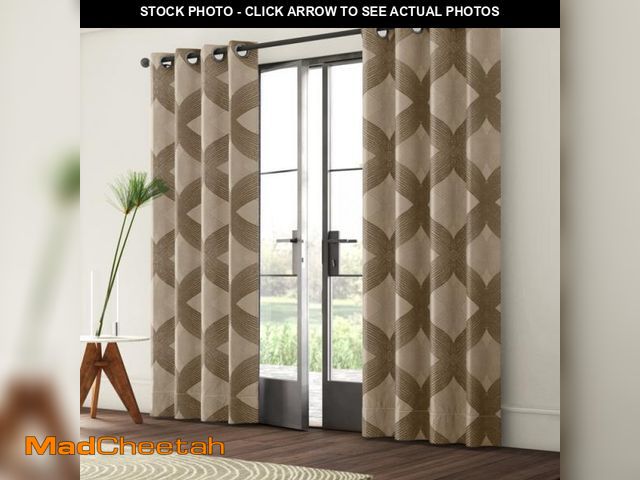 Lot 74-4828990 - Mercer41 Chyla Ogee Knitted Jacquard Geometric Grommet Single Curtain Panel MCRW8157 Curtain Color: ...