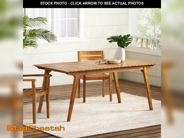 Lot 74-12558312 - DellaTeak Finish Rectangle Wood Outdoor Patio Dining Table - UNUSED