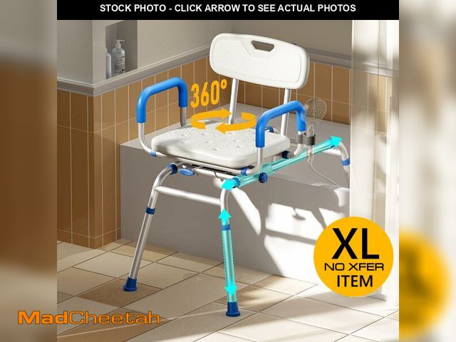 Lot 74-12828724 - Bluelog Sliding Shower Chair with Extra-Wide 360 degree Swivel Seat, 330lbs Tub Transfer Bench, Non-...