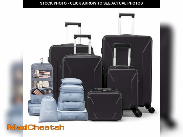 Lot 74-14354563 - Zimtown 5-Piece Luggage Set with 8 Packing Cubes, Hard Shell Suitcase Set with Spinner Wheels Built-...
