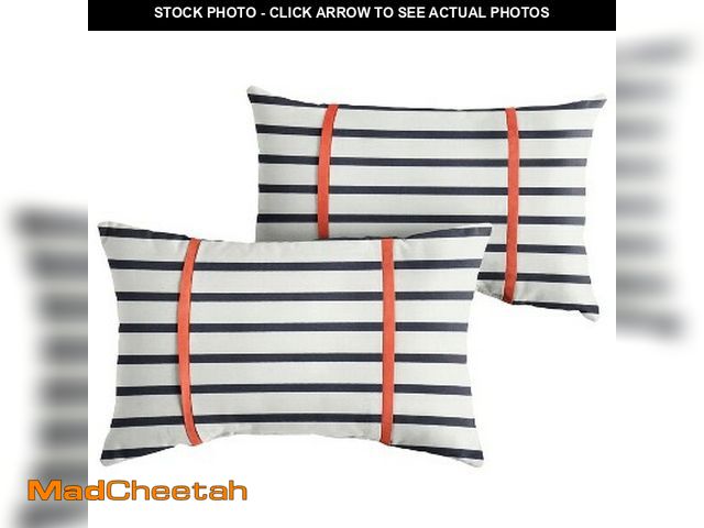 Lot 74-14343164 - 2pk Sorra Home Sunbrella Double Petite Flange Indoor Outdoor Throw Pillow Sets lookl at pics for col...