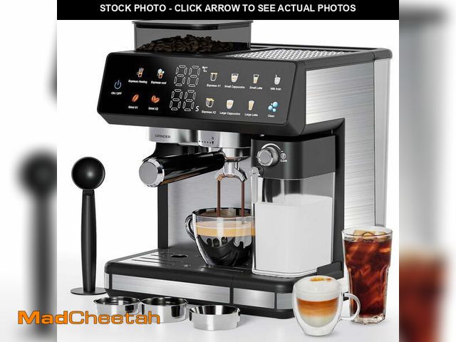 Lot 74-12646231 - Bluebow All-in-One Espresso Machine with Grinder, 20-Bar Automatic Coffee Maker, Built-in Milk Froth...
