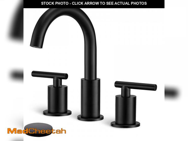 Lot 74-12439839 - MTTCLE Matte Black Bathroom Faucet 3 Hole, 8 Inch Widespread with Pop-up Drain, 2 Handle Bathroom Si...