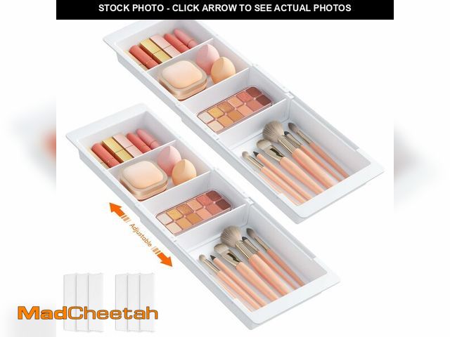 Lot 74-12702933 - Lifewit 2 Pack Sliding Makeup Drawer Organizer Trays with Inserts, Extendable Hanging Desk Drawer Di...