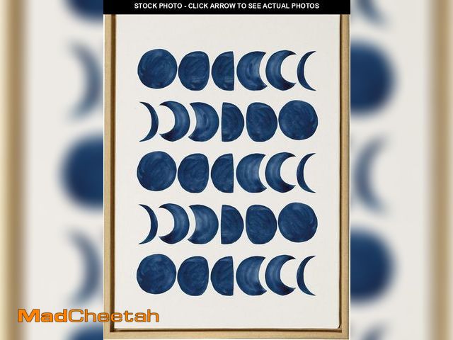 Lot 74-12399877 - Kate and Laurel Sylvie Moon Phases Framed Linen Textured Canvas Wall Art by Teju Reval, 18x24 Gold, ...