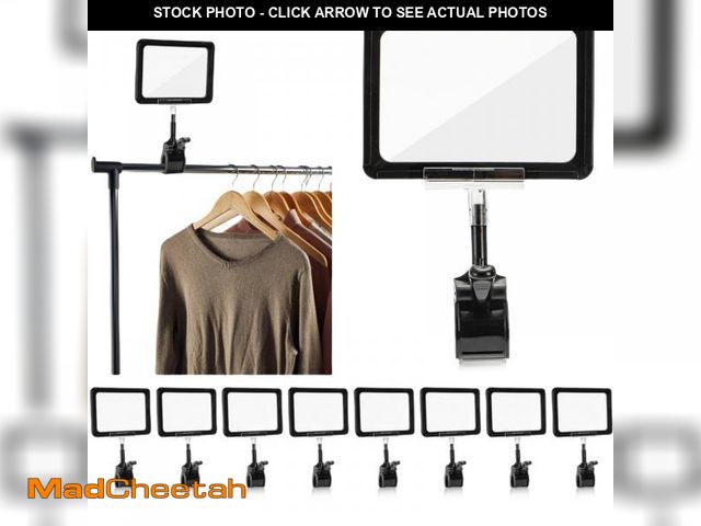 Lot 74-12315815 - ZOOFOX 10 Pack Acrylic Sign Holder with Clamp, Rotating Clip Pop Swivel Sign with PVC Card Protector...
