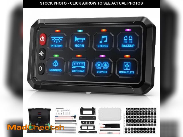 Lot 74-11547682 - Bumbee Blue 8 Gang Switch Panel Multifunction 3 Silicone Button Momentary Strobe ON-Off Circuit Cont...