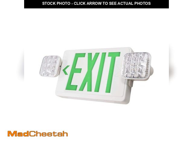 Lot 74-12684072 - RUN BISON Combo 14-Watt Equivalent Integrated LED Green Exit Sign Emergency Light With Ni-Cad 9.6-Vo...
