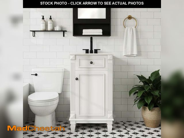 Lot 74-13765463 - (MISSING SINK) EDX 18-inch Bathroom Vanity Cabinet, Freestanding Modern Cabinet Vanity with 1 Soft-C...