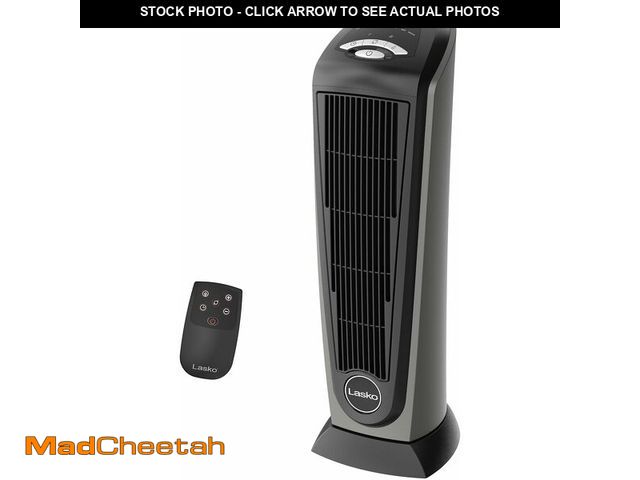Lot 74-13709994 - Lasko 1500W Ceramic Tower Space Heater with Remote, Thermostat, Timer &amp; Widespread Oscillation, ...