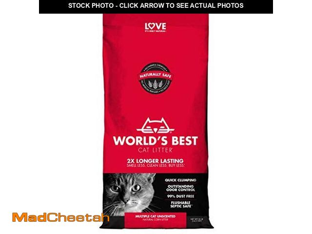 Lot 74-12665424 - WORLD'S BEST CAT LITTER Multiple Cat Unscented, 32-Pounds - Natural Ingredients, Quick Clumping, Flu...