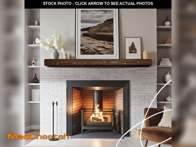 Lot 74-12160501 - BoscoMondo Solid Wood Fireplace Mantel Shelf, Floating Mantle for Living Room, Farmhouse Rustic Wood...