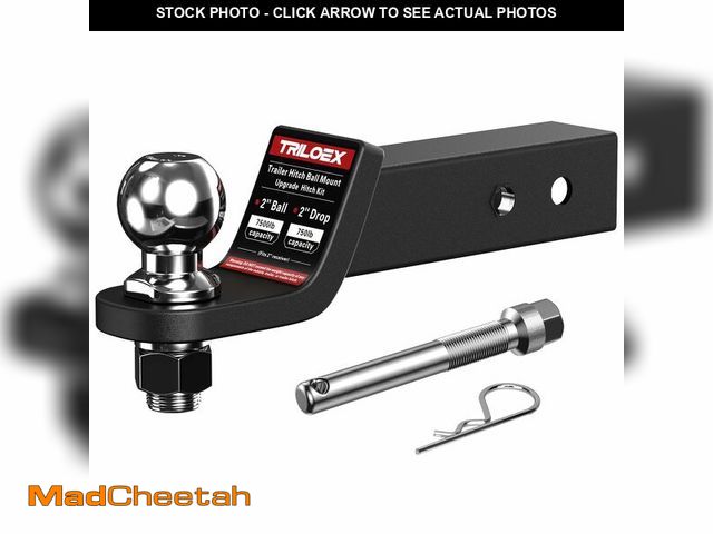 Lot 74-12718087 - Trailer Hitch Ball Mount with 2-Inch Ball, Fits 2-in Receiver, 7,500 lbs, 2" Drop, Includes 5/8Ã¢â¬...