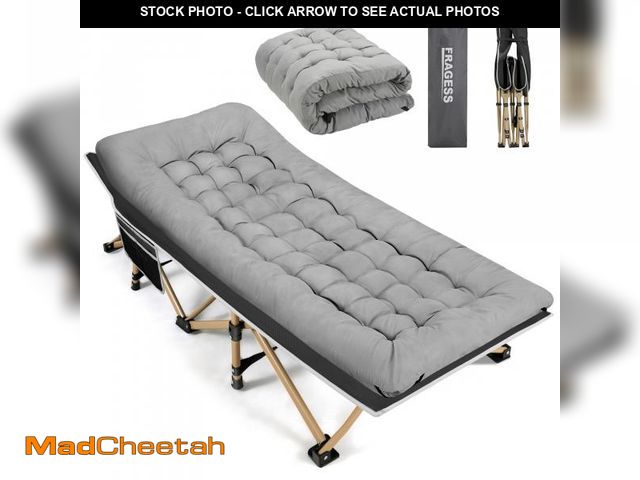Lot 74-12140853 - (MISSING MATTRESS) Fragess Portable Camping Cot, 600LBS Max Load, Extra Wide with Thick Mattress, Fo...