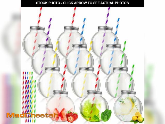 Lot 74-13632141 - Yaomiao 12 Pcs 10 oz Mini Plastic Fish Bowl Ornament Cups for Drinks Clear Spherical Potion Bottles ...