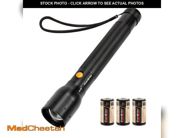 Lot 74-11549558 - EverBrite Ultra Bright Tactical Flashlight, 900 Lumen Zoomable Adjustable Focus, 3 Light Modes, Heav...