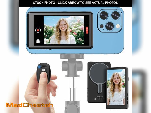Lot 74-12718612 - Vlog Selfie Monitor Screen, Vlog Magnetic 4K 60fps Video Recording for iPhone &amp; Android, Wireles...