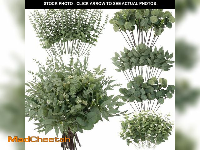 Lot 74-14382623 - lovemoon 130 Pcs Artificial Mixed Eucalyptus Stems Bulk, 5 Kinds of Faux Greenery Eucalyptus Leaves ...