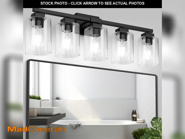 Lot 74-12112022 - BesLowe 30" 5-Light Bathroom Light Fixture, Modern Black Bathroom Vanity Light, Bathroom Lighting Fi...