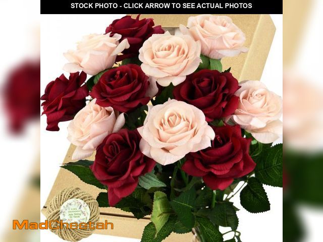 Lot 74-12114588 - FiveSeasonStuff Fake Roses Wedding Flowers Real Touch Silk Enchanting Rose Mix Artificial Flowers (D...