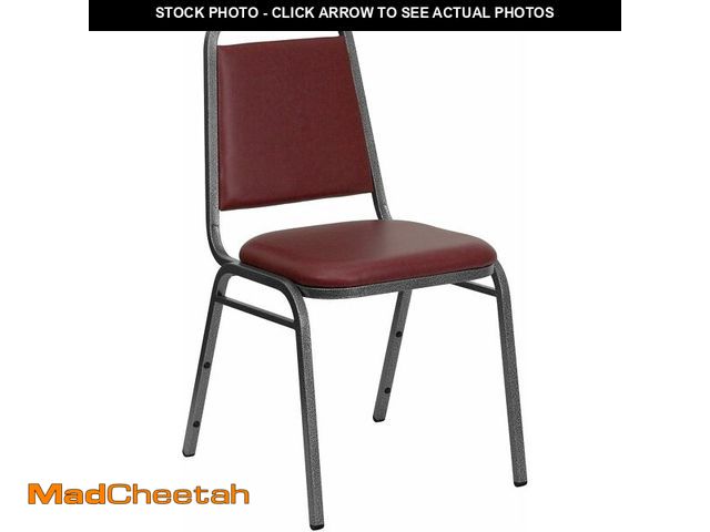 Lot 74-13072153 - Flash Furniture HERCULES Series Trapezoidal Back Stacking Banquet Chair in Burgundy Vinyl - Silver V...