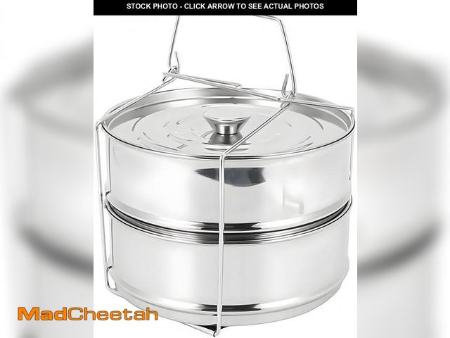 Lot 74-12052355 - Stackable Stainless Steel Insert Pans - 6QT Instant Pot Accessories, 2 Tier Handle, Pot, Steamer, Pr...