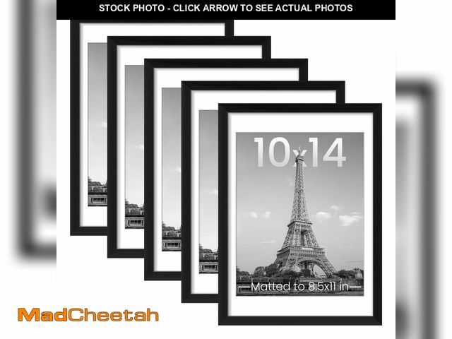 Lot 74-12979168 - upsimples 10x14 Picture Frame Set of 5, Display Pictures 8.5x11 with Mat or 10x14 Without, Wall Gall...