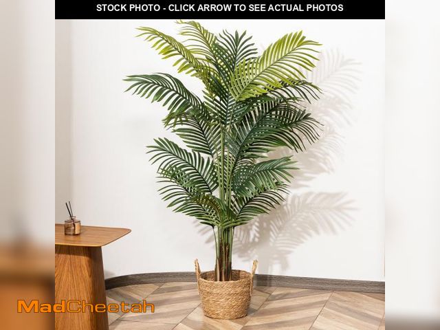 Lot 74-12480171 - Artificial Plants, 5ft Fake Palm Tree, Pre Potted Faux Greenry Tree for Home Decor Office House Livi...