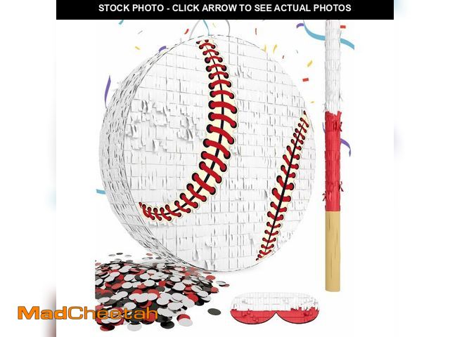 Lot 74-12698553 - Baseball PiÃÂ±ata for Boys Ã¢â¬â Includes Wooden Bat, Blindfold, and Confetti Ã¢â¬â 13"x13"x3...