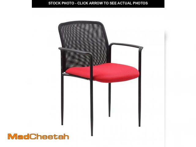 Lot 74-12098077 - Boss Office Products Stackable Mesh Guest Chair in Red - UNUSED