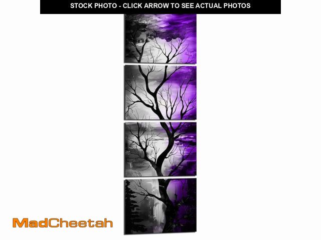 Lot 74-12977588 - sechars Vertical Wall Art Modern Purple and Gray Tree Painting Canvas Prints Abstract Tree Artwork -...