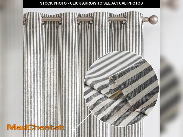 Lot 74-12314726 - Vangao Linen Blend Stripe Curtains Tickingstripe Light Filtering Window Curtains Black Pinstripe Pri...