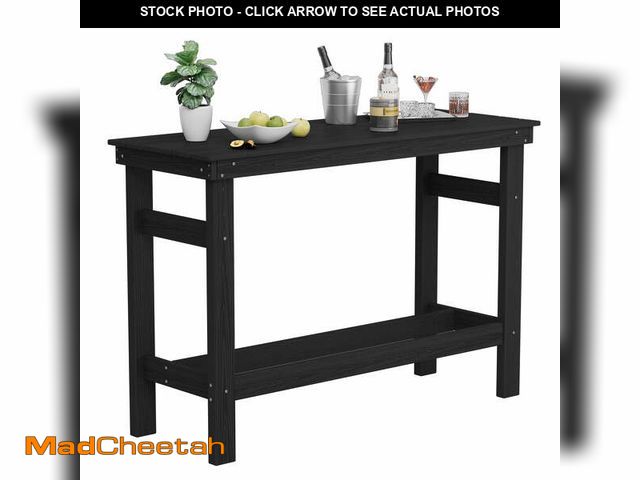Lot 74-14242791 - SERWALL 41" Outdoor Bar Table, HDPE All Weather Adirondack Outdoor Bar Height Table, Black - UNUSED