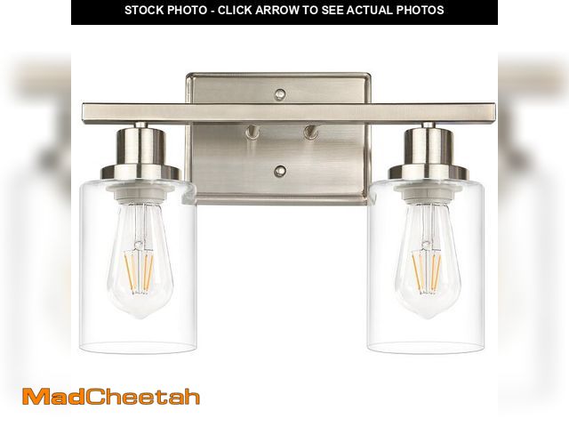 Lot 74-14294622 - Ascher 2-Light Wall Sconces, Modern Vanity Light Fixture with Clear Glass Shade, Brushed Nickel Wall...
