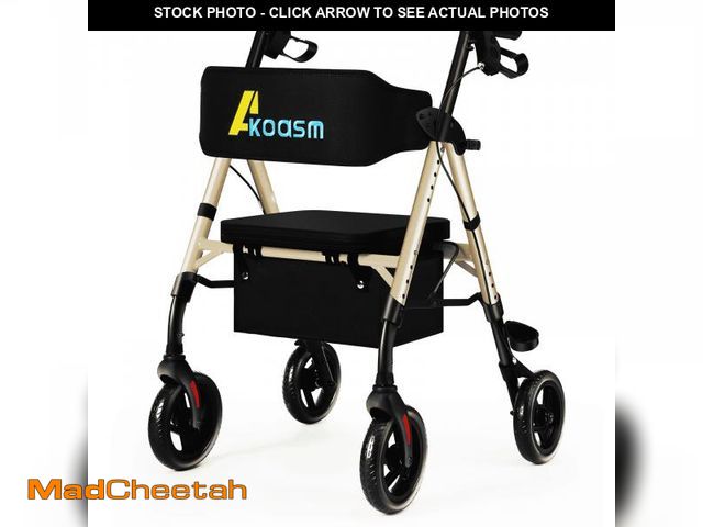 Lot 74-12420414 - Foldable Rollator Walker with Seat for Seniors - Lightweight Rolling Walkers with Brakes, 300 lb Cap...
