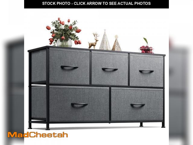 Lot 74-12405282 - WLIVE Dresser for Bedroom with 5 Drawers, Wide Chest of Drawers, Fabric Dresser, Storage Organizer U...
