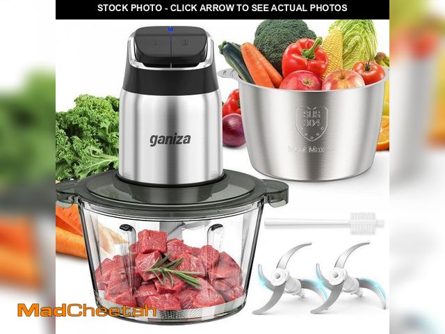 Lot 74-12306940 - Ganiza Food Processor, 2-Speed Food Chopper Meat Grinder with 8 Cup Stainless Steel &amp; 8 Cup Glas...