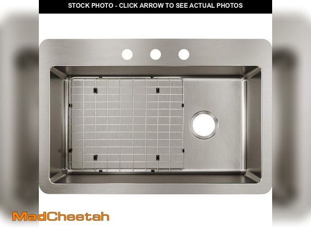 Lot 74-12557883 - (MISSING HARDWARE ) Elkay Avenue 33 in. Drop-In/Undermount Single Bowl 18-Gauge Stainless Steel Kitc...