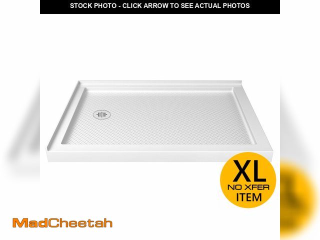 Lot 74-12694323 - DreamLine SlimLine 36 in. D x 54 in. W x 2 3/4 in. H Left Drain Double Threshold Shower Base in Whit...