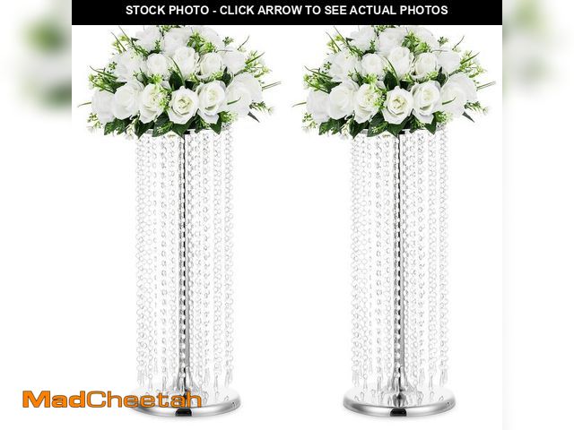 Lot 74-14429934 - NUPTIO Wedding Centerpieces Flower Vases: 23.6Ã¢â¬Â Tall, Silver, 2 Pcs - UNUSED