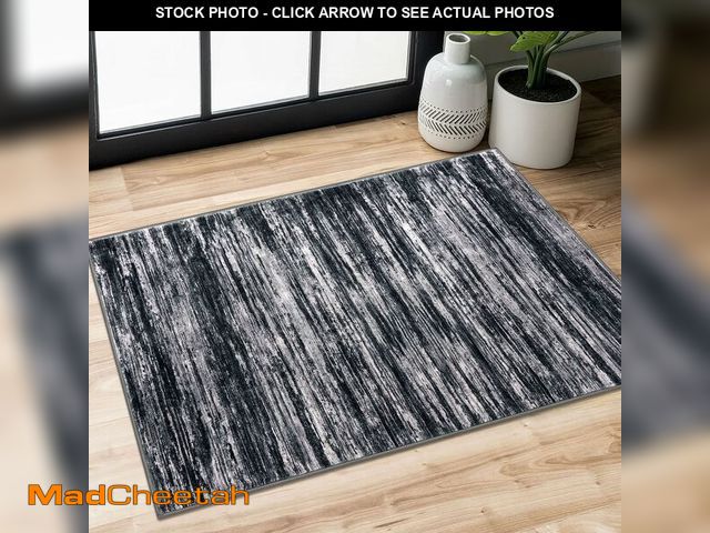 Lot 74-14272263 - SIILOOM 2x3 Modern Abstract Rug for Entryway, Black Super Soft Small Area Rug, Washable Slip-Resista...