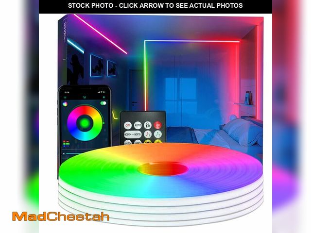 Lot 74-12710256 - Bvokon 65.6FT Neon Rope Light,RGB+IC Flexible Led Lights Control with App/Remote,Color Changing,IP65...