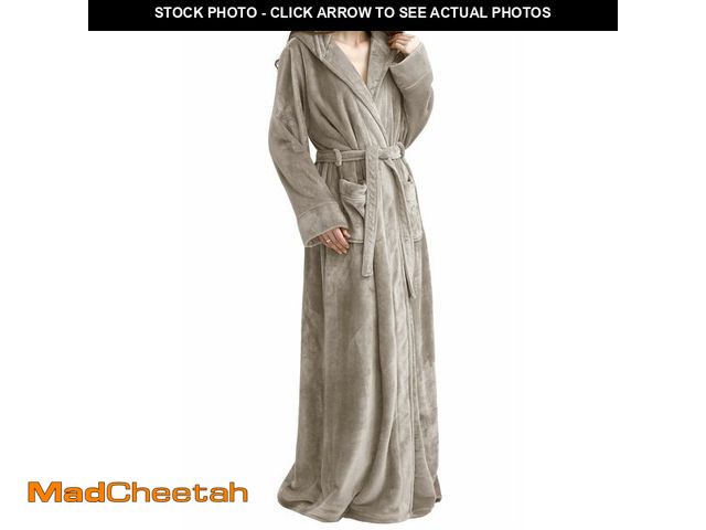 Lot 74-13714785 - Flygo Womens Fuzzy Plush Long Hooded Robe Full Length Flannel Fleece Bathrobe Warm Housecoat OliveGr...