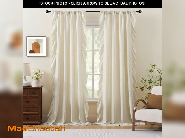 Lot 74-14272110 - SEEKRIGHT Ivory Ruffle Curtains 84 Inches Long 2 Panels for Bedroom Living Room Light Filtering Rod ...