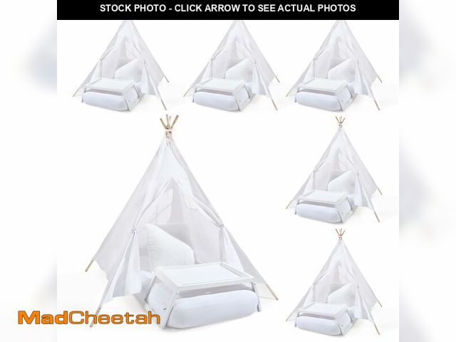Lot 74-12897474 - Wesnoy 6 Sets Teepee Tent with Inflatable Airbed, Bed Tray Table, Fitted Sheet and Pillow Insert Pla...