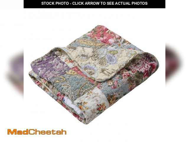 Lot 74-12307322 - Greenland Home Blooming Prairie Quilted Patchwork Throw - UNUSED