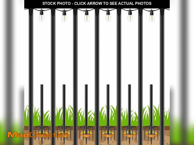 Lot 74-14377450 - 7 Pack 10 FT String Light Poles,Metal with Fork Lights Poles for Outdoor String Light, Rustproof Hea...