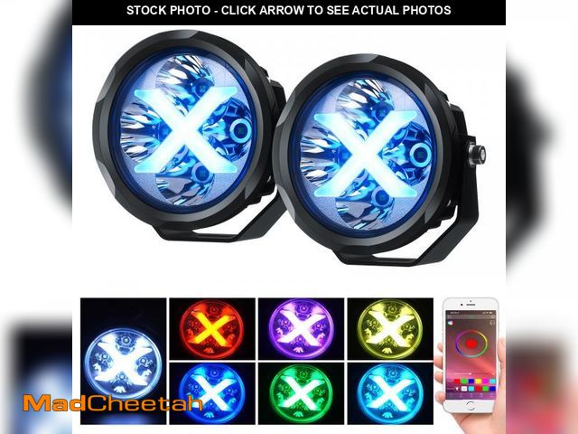 Lot 74-11545666 - 4WDKING 2PCS 4 Inch RGB LED Pods, Multicolor Off Road Driving Spot Light with App Control, Screwless...