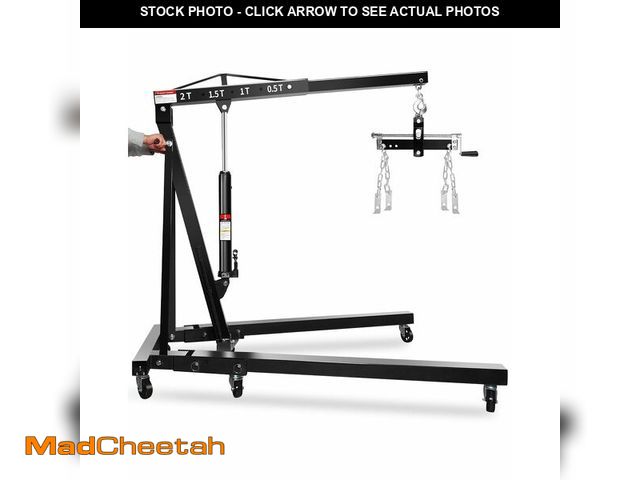 Lot 74-12689523 - (MISSING HARDWARE,ACCESSORIES) 2-Ton Hydraulic Shop Crane Folding Engine Hoist with Lever, 4400Lbs C...