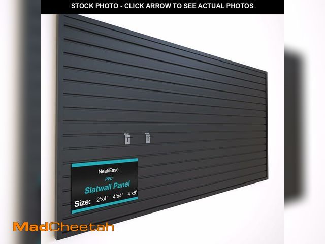 Lot 74-14204460 - NeatiEase Slatwall Panel Wall Storage Systems, 4 x 8ft Slat Wall Paneling Garage Wall Organizer, Hea...